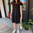 Square Neck Cap-sleeve A-line Dress