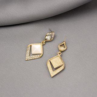 Cat Eye Stone Rhinestone Alloy Dangle Earring 1 Pair - E4197 - Gold - One Size