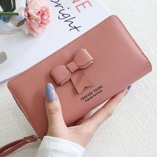 Bow Accent Zip Wallet