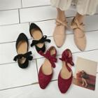 Faux Suede Bow-accent Flats