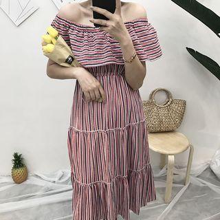 Off-shoulder Striped Sundress