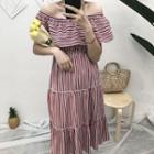 Off-shoulder Striped Sundress