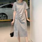 Short-sleeve Drawstring Midi T-shirt Dress