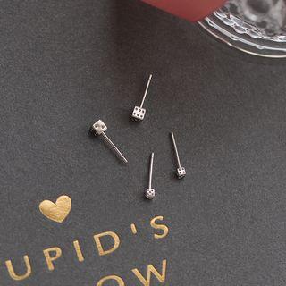 925 Sterling Silver Dice Stud Earring