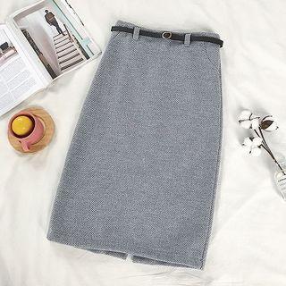Asymmetric Striped High-waist Midi Skirt