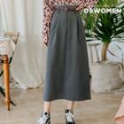 High-waist Pleated Long A-line Skirt