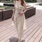 Sleeveless Floral Off-shoulder Halter Dress