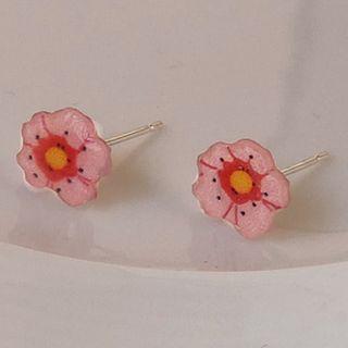 Flower Earring 1 Pair - 1612 - Pink - One Size