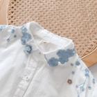 Long-sleeve Flower Embroidered Shirt White - One Size