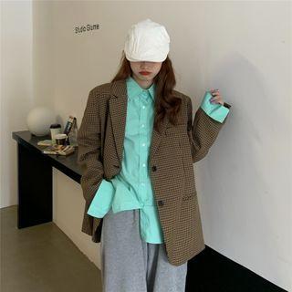 Plain Shirt / Plaid Single-breasted Blazer