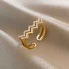 Zigzag Rhinestone Alloy Open Ring Ring - Gold - One Size