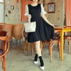Puff-sleeve Color-block Dress