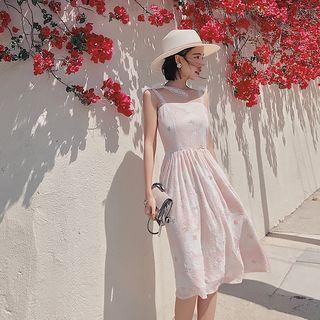 Strappy A-line Midi Lace Dress
