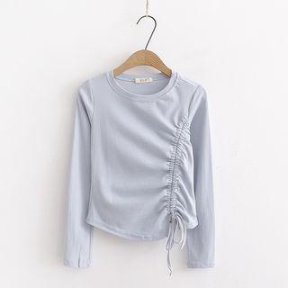 Ruched Front Long-sleeve Cropped Top