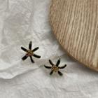 Flower Glaze Earring 1 Pair - Black & Gold - One Size