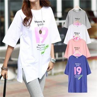 Tape-detail Printed Boxy-fit T-shirt
