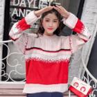Long Sleeve Color Block Knit Sweater