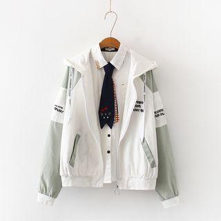 Pocket Detail Shirt / Color Block Hooded Zip Jacket