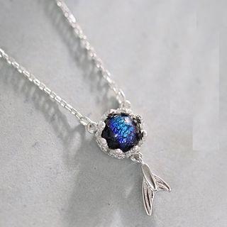 925 Sterling Silver Glaze Mermaid Tail Pendant Necklace
