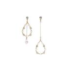 Non-matching Rhinestone Droplet Hoop Drop Earring 925 Silver - As Shown In Figure - One Size