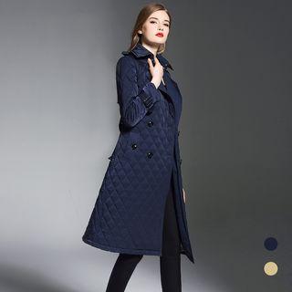 Double-breasted Argyle Down Coat