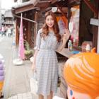 Ruffle-trim Gathered-waist Floral Dress