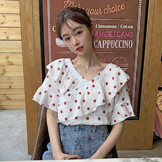 Ruffle Dotted Short-sleeve Top