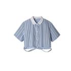 Pinstripe Short Sleeve Crop Shirt