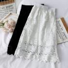 Elastic-waist Jacquard Knit Skirt