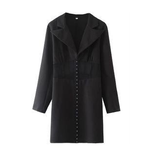Long-sleeve Mesh Panel Blazer Dress