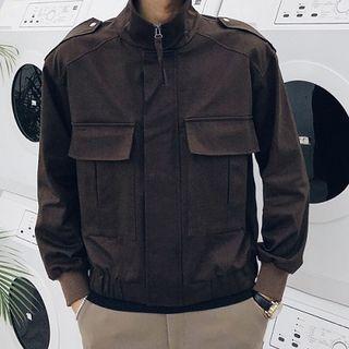 Plain Collared Slim-fit Jacket