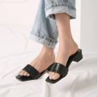Block-heel Croc-grain Mules