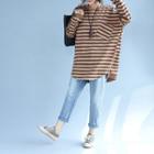Long-sleeve Front Pocket Striped Pullover