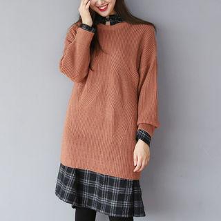 Round-neck Ribbed Long Sweater