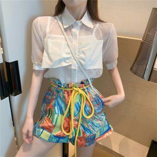 Organza Short-sleeve Top / Painting Shorts