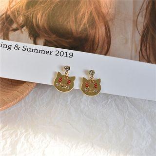 Rhinestone Lunar New Year Of Pig Dangle Earring 1 Pair - Gold - One Size