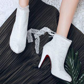 Lace High-heel Ankle Boots