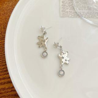 Bear Resin Alloy Dangle Earring 1 Pair - Silver - One Size