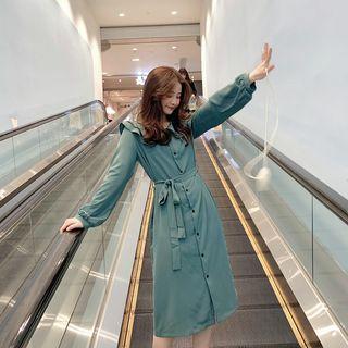 Layered Collar Tie Waist Dress