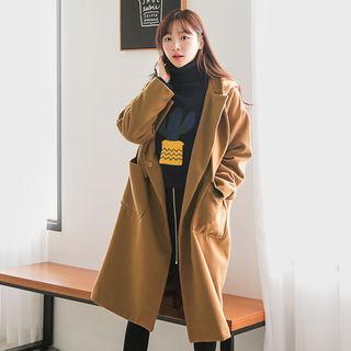 Bow-neck Hooded Long Coat