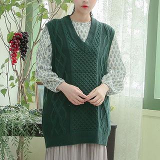 V-neck Waffle-knit Vest