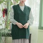 V-neck Waffle-knit Vest