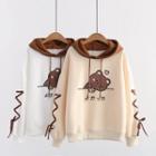 Bear Print Lace Up Hoodie