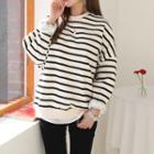 Striped Brushed-fleece Lined Sweatshirt