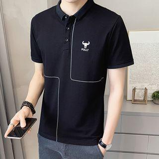 Short-sleeve Bull Embroidered Collared T-shirt