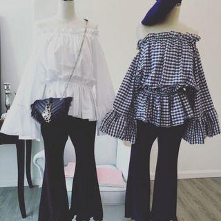 Off-shoulder Bell-sleeve Blouse