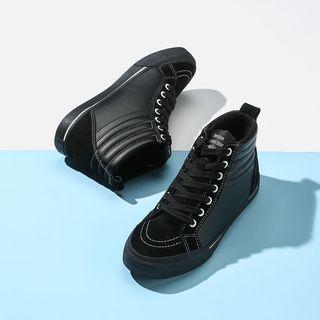 Contrast Trim Lace Up High Top Sneakers