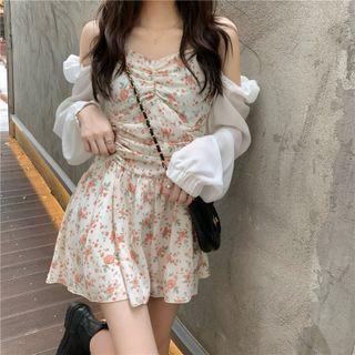 Long-sleeve Mock Two-piece Slim-fit Dress