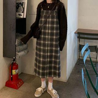 Spaghetti Strap Plaid Dress / Sweater