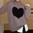 Heart Sweater Heart - Gray & Black - One Size